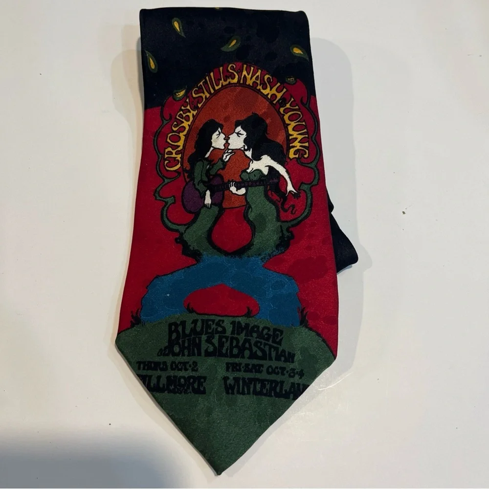 *The Fillmore Poster Ties CSN & Y #194 Bill Graham 100%‎ Silk Tie  HAND MADE